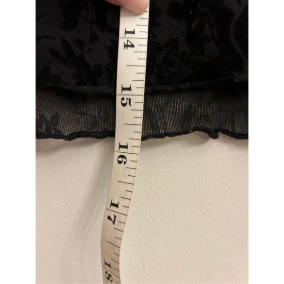 Women's Y2K mock neck Sheer Floral Velvet Flock Crop Top sz S? Romantic Goth, Co - Picture 7 of 7